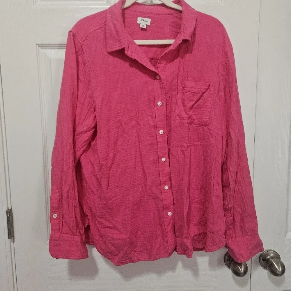 J. Crew Factory 100% Cotton Crinkle Gauze Button Up XL